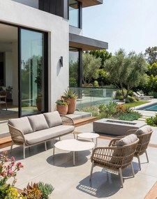 Záhradný set Malta: trojmiestna pohovka, 2 kreslá a 2 stolíky