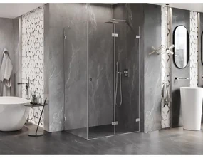 Mexen Lunar-F, skladací sprchový kút pravý 100 x 80 cm, 8mm číre sklo, chrómový profil, 836-100-080-01-00-P