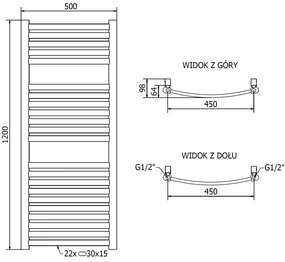 Mexen Helios, vykurovacie teleso 1200 x 500 mm, 448 W, zlatá, W103-1200-500-00-50