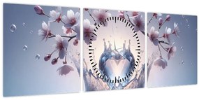 Obraz - Diamantové srdce (s hodinami) (90x30 cm)