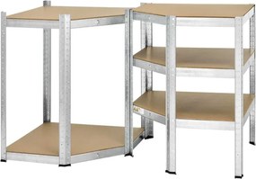 Kovový rohový regál 180x70x40-70 cm, 5 políc, nosnosť 875 kg