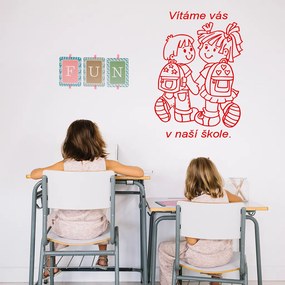 Veselá Stena Samolepka Vítame Vás v našej škole Farba: červená, Veľkosť: 100 x 70 cm