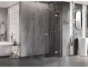 Mexen Lunar, L výklopný sprchový kút pravý 80 x 80 cm, 8mm číre sklo, oceľový profil, 834L-080-080-97-00-P
