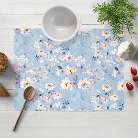 Biante Zamatové prestieranie na stôl Tamara TMR-044 Jarné kvety na nebesky modrom 35x45 cm