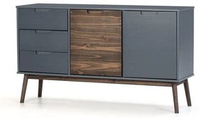 Antracitová/tmavohnedá nízka komoda z borovicového dreva 140x80 cm Nussa – Marckeric