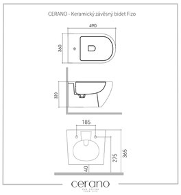 Cerano Fizo, keramický závesný bidet 490x360x370 mm, biela lesklá, CER-CER-417395
