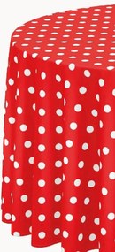 Obrus PVC 069A bodka biela na červenom podklade metráž, 20 m x 140 cm, IMPOL TRADE