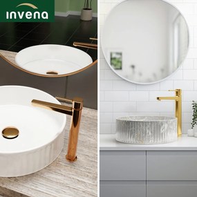 Invena Glamour Trend, vysoká umývadlová batéria, zlatá lesklá, BU-02-W09-V