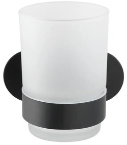 Matne čierny samodržiaci sklenený téglik na zubné kefky Orea – Wenko