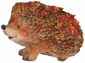 Jesenná dekorácia Ježko s lístkami, 22 x 13 x 15cm, polyresin