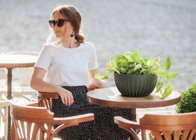 ZÁVESNÝ PLASTOVÝ KVETINÁČ STRIPPED ECO 14X24 CM ANTRACITOVÁ