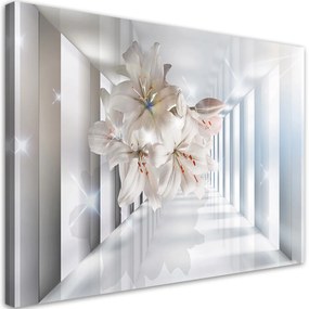 Obraz na plátně, Květiny na 3D chodbě - 90x60 cm