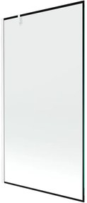 Mexen Next, vaňová zástena 1-krídlová 100 x 150 cm, fixné krídlo, 6 mm číre sklo s čiernym vzorom, biely profil, 895-100-000-00-70-20