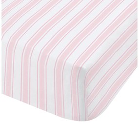 Ružovo-biela bavlnená plachta Bianca Check And Stripe, 90 x 190 cm