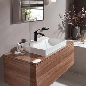 HANSGROHE Vivenis páková umývadlová batéria s odtokovou súpravou s tiahlom, výška výtoku 110 mm, matná čierna, 75020670