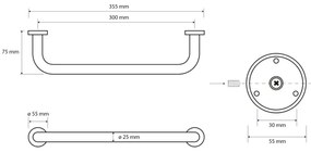 Sapho - Madlo X-ROUND 7,5x35,5 cm lesklý chróm