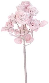 Umelá vetvička Ruža s glitrom ružová, 39 cm