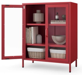 Vitrína GINA, 800 x 1015 x 400 mm, Modern: červená farba