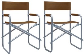 Režisérske stoličky 2 ks, oceľ, hnedé 47921