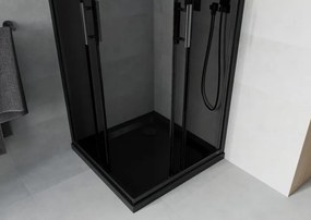 Mexen Rio Štvorcový sprchový kút 80 x 80 cm, grafit, čierny + sprchová vanička Flat, čierna - 860-080-080-70-40-4070B