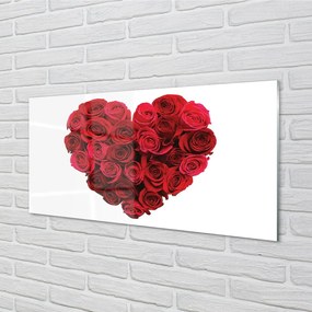 Obraz na skle Srdce z ruží 100x50 cm