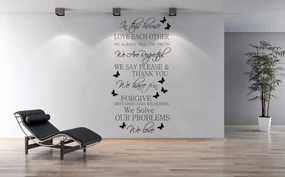 Nálepka na stenu s textom IN THIS HOUSE 50 x 100 cm