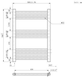 Erga Basic, vykurovacie teleso 700x500 mm, 273 W, biela, ERG-LAV-BASIC-7050-WH