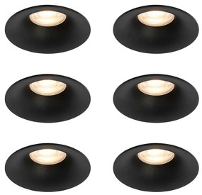 Sada 6 čiernych zabudovaných bodových svetiel GU10 50 mm - Gijs