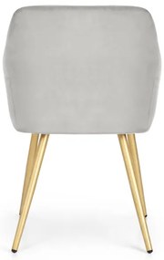 Sada dvoch jedálenských stoličiek ESTELLE zamatové, sivé / zlaté nohy (2 ks)
