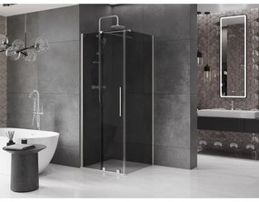 Mexen Velar, sprchový kút s posuvnými dverami 90 x 90 cm, 8mm šedé sklo, brúsená oceľ, 871-090-090-41-97