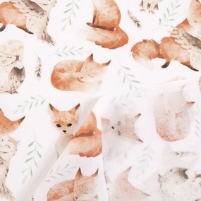 Biante Detský bavlnený záves Sandra SA-523 Líšky a sovy na bielom 150x140 cm