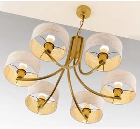 Jupiter 2098 - Luster na reťazi ARTHUR 6xE27/15W/230V biela/zlatá/mramorový dekor