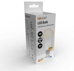 SOLIGHT LED žiarovka klasický tvar A65 15W, E27, 3000K, 220 °, 1650lm
