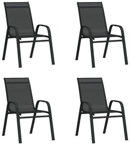 Stohovateľné záhradné stoličky 4 ks čierne textilénová látka