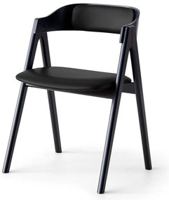 Čierna jedálenská stolička z dubového dreva s koženým sedákom Findahl by Hammel Mette