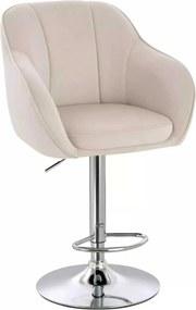 LuxuryForm DESIGN Barová stolička AVOLA VELUR na striebornom tanieri - krémová