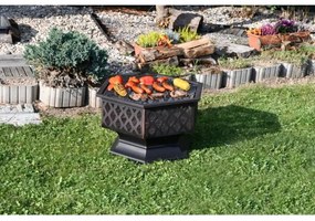 Prenosné ohnisko na drevo s roštom čierna/patina