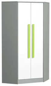 Rohová skriňa Tigi TG02, Farby: antracit / biely + zelená