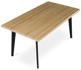 Autronic - Stůl jídelní, 160x90x75 cm, MDF deska, dekor divoký dub, kov, černý lak - HT-F4416 OAK AKCE