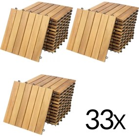 Drevené akáciové dlaždice s rozmermi 30x30cm sada 33 kusov