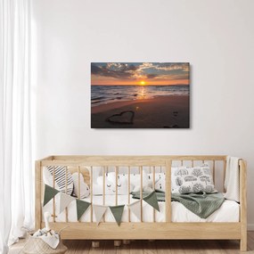Obraz srdca v piesku (90x60 cm)