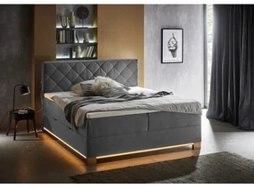 Sivá boxspring posteľ s úložným priestorom 180x200 cm Messina – Meise Möbel