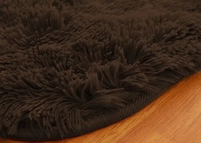 Protišmykový koberec SHAGGY tmavohnedý