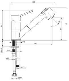 Deante BDN_071M - Drezová batéria s vyťahovacou sprškou NARCYZ lesklý chróm