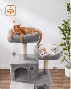 Veľký mačací strom, 168 cm vysoký, so 13 škrabadlami, svetlosivá farba