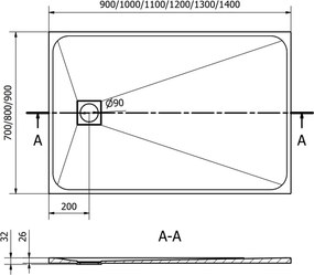 Mexen Bert obdĺžnikový sprchový kút SMC 90 x 70 cm, biely - 4K107090