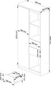 Regál R15 R80 1D 2SZ CLP PK sonoma / biely