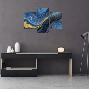 Obraz - Modro-zlatá abstrakcia (90x60 cm)