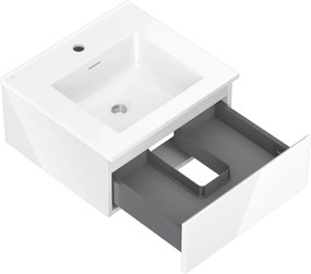 Mexen Orio, kúpeľňová skrinka 50 cm s umývadlom Otis, 1 zásuvka, biela lesklá, 91A10-05023-1-BF00-W18M00