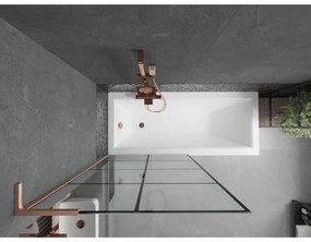 Mexen Next L, 1-krídlová vaňová zástena 90 x 150 cm, 6mm číre sklo-čierny vzor, medený profil, 895-090-000-03-77-65